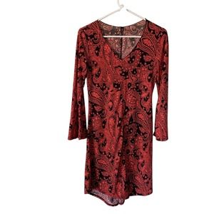 Casa lee Women's Red And Black Long Sleeve Dress Size Small